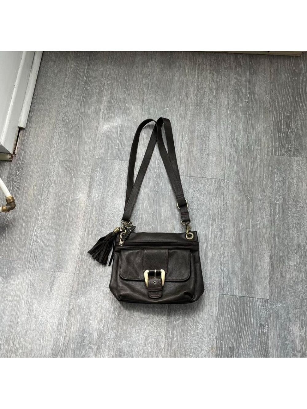 Brown / Khaki Leather “Naturalizer” Y2K Purse / Shoulder / Crossbody Bag
